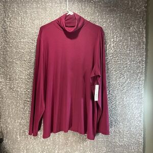Investment Essentials Turtleneck Long Sleeve Top Pink Plus 2X Soft Preppy NWT